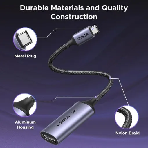 UGREEN USB-C Male to Display Port Female Braided Convertor - Image 9