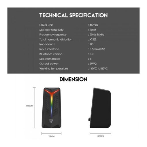 Fantech GS301 TRIFECTA Bluetooth & Wired RGB Gaming & Music Speaker - Image 8