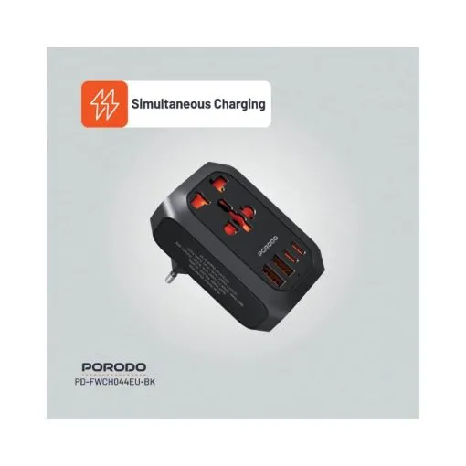 Alternative view of Porodo Universal AC Adapter Multi-Device Charging EU Plug