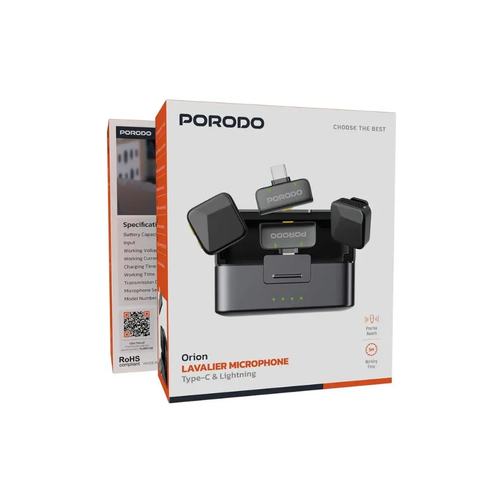 Porodo Orion Lavalier Microphone USB-C & Lightning - Image 4