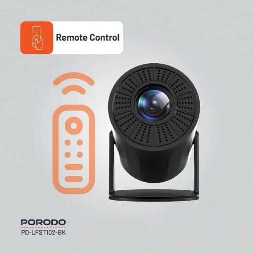 porodo wireless mirroring multi angle projector black