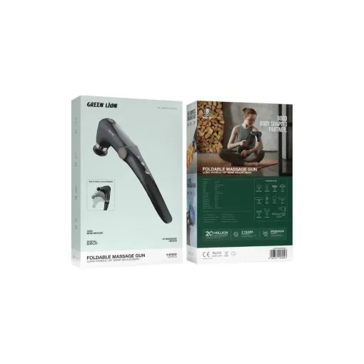 green lion foldable massage gun with long handle black