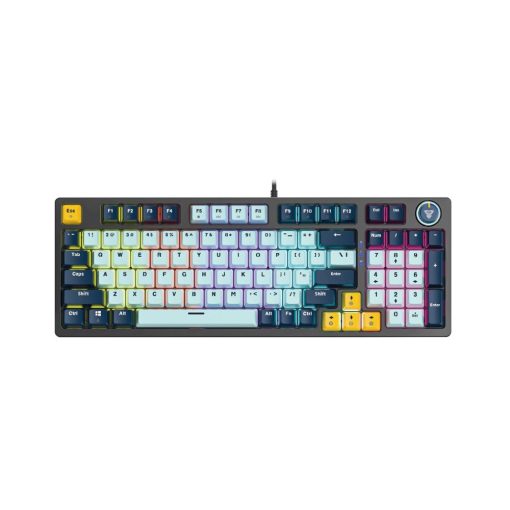 fantech mizu edition mk890v2 atom96, pro wired mechanical keyboard with rgb lighting navy blue