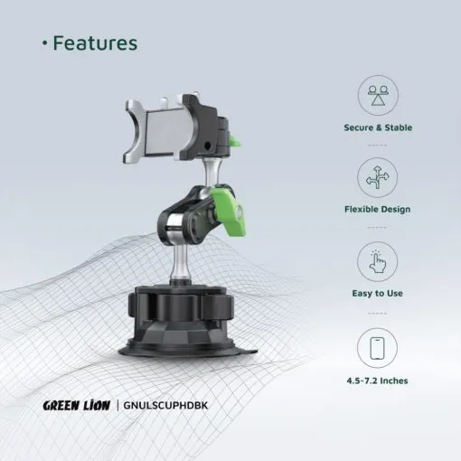 green lion ultimate phone holder with suction cup mount black