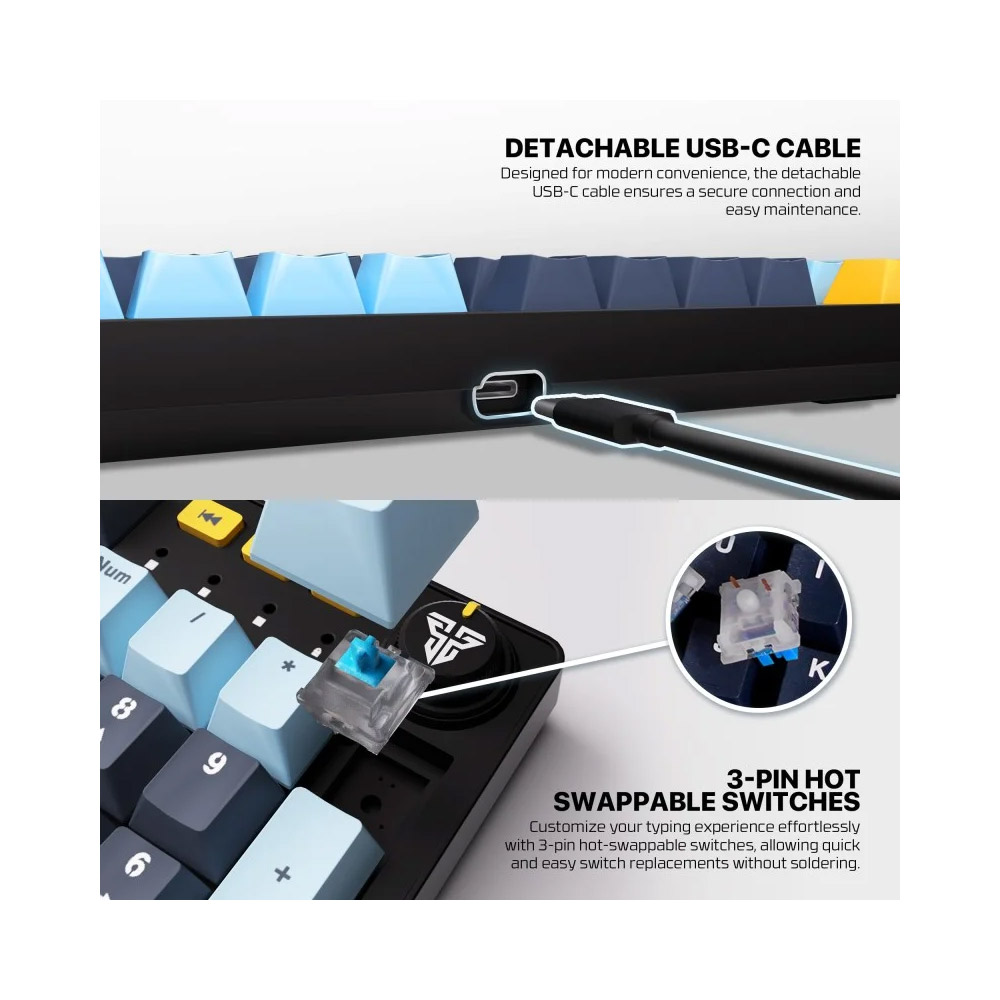 Fantech MIZU Edition MK893S - ATOM107S, Pro Wired Mechanical Keyboard with RGB Lighting Sky Blue - Image 4