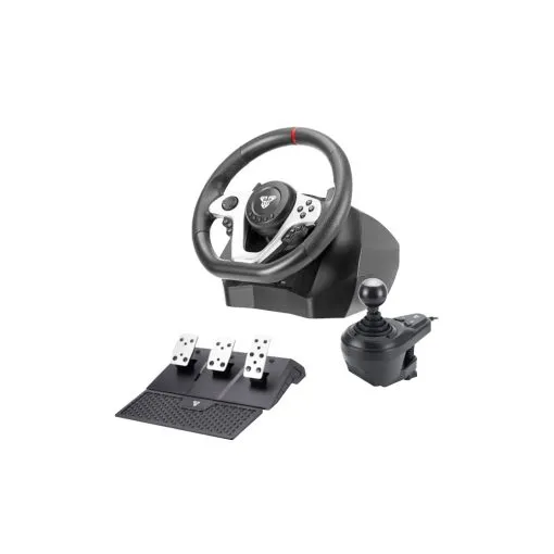 fantech r1v2 professional 900° racing steering wheel bundle with gear shifter & hall effect pedals, dual motor vibration