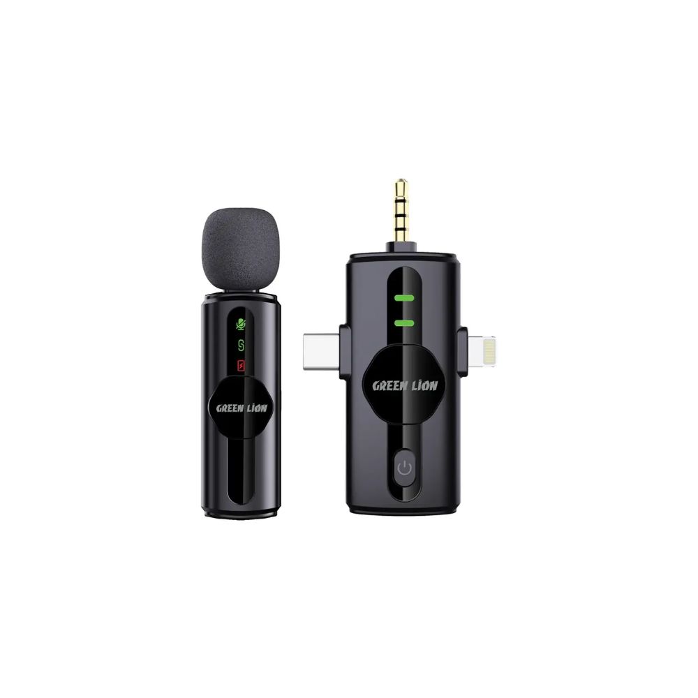 green lion 3 in 1 noise cancellation wireless microphone black