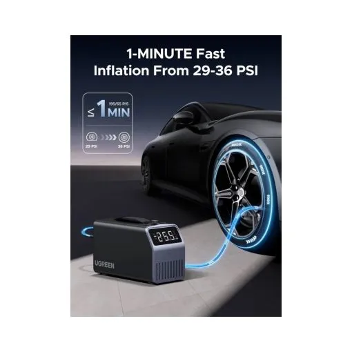 UGREEN - ET723 150PSI Pro Tire Inflator, Corded & Cordless Built-in Battery, Air Compressor with LED Display & Auto Shutoff - 35976 - Image 8
