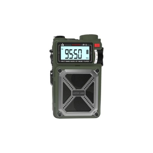 green lion vintage solar pro radio | speaker | power bank | flashlight green
