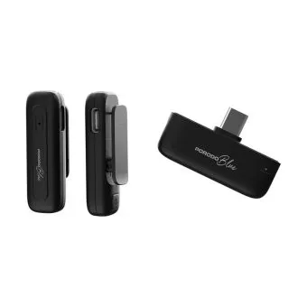 porodo blue wireless microphone – black professional dual wireless microphone