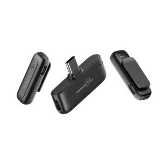 porodo blue wireless microphone – black professional dual wireless microphone