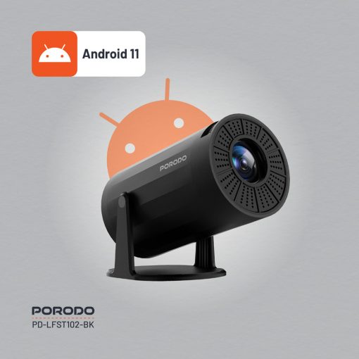porodo wireless mirroring multi angle projector black