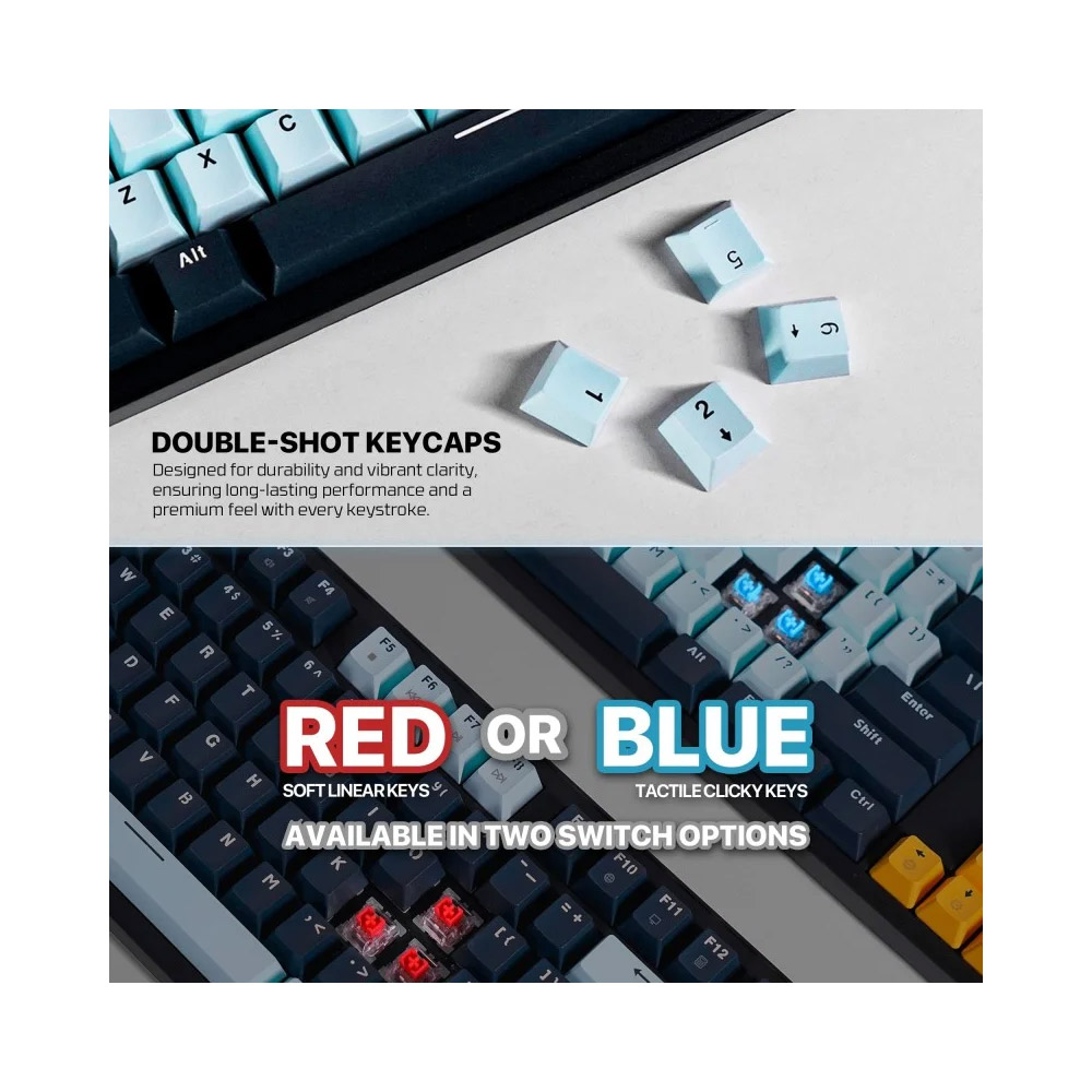 Fantech MIZU Edition MK893S - ATOM107S, Pro Wired Mechanical Keyboard with RGB Lighting Sky Blue - Image 3
