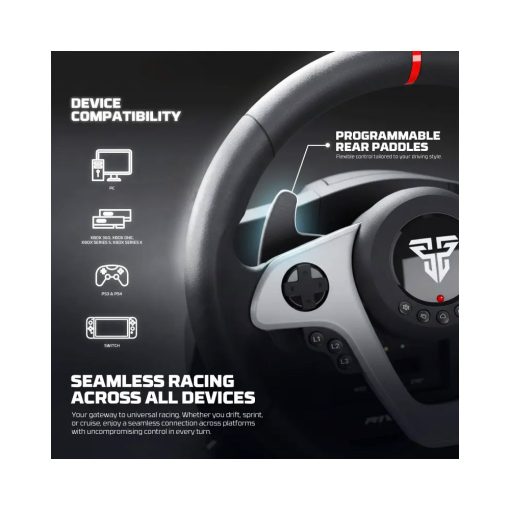 fantech r1v2 professional 900° racing steering wheel bundle with gear shifter & hall effect pedals, dual motor vibration
