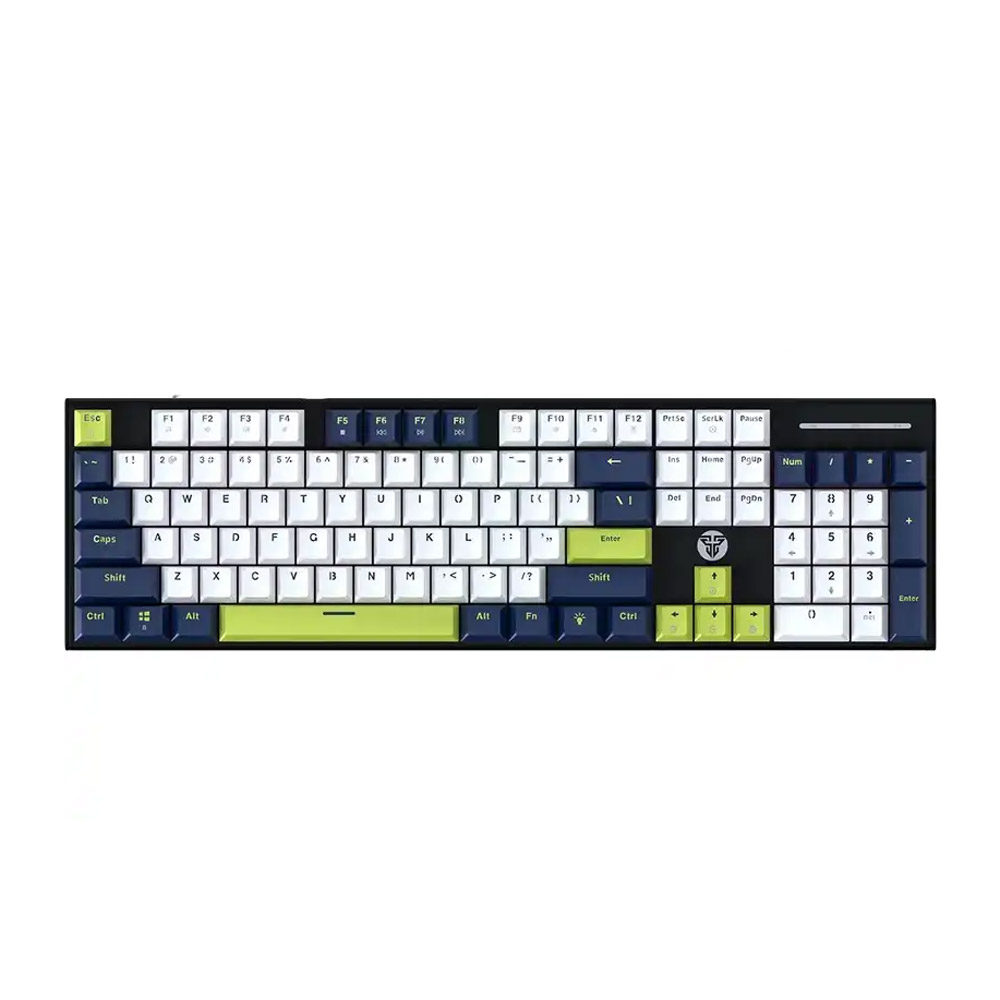 fantech mori edition mk878s atom104s, pro wired mechanical keyboard with rgb lighting white blue switches