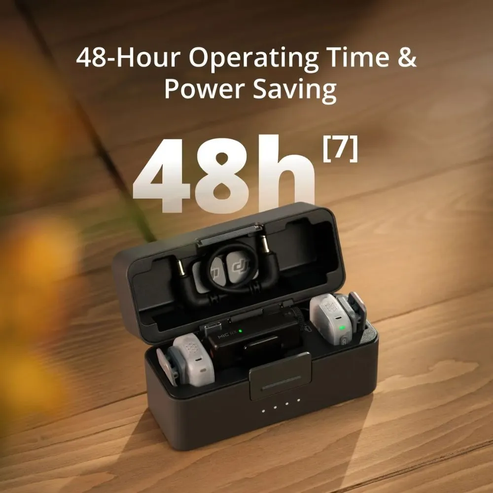 dji mic mini 2 (2 tx + 1 rx + charging case) – ultralight wireless microphone – 48 hour battery