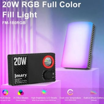 jmary fm 180rgb ultra portable 20w rgb led video fill light black