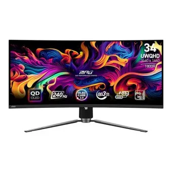 msi mag 341cqpx 34" uwqhd 240hz 0.03ms qd oled curved frameless gaming monitor with g sync compatible