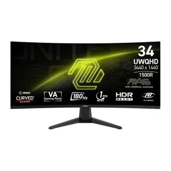 MSI MAG 346CQ 34" UWQHD 180Hz 1ms VA Curved Frameless Gaming Monitor with AMD FreeSync Premium