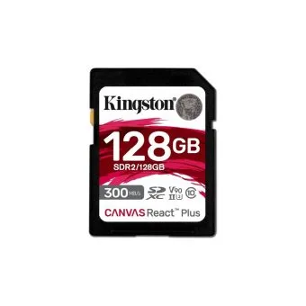 kingston canvas react plus 128gb uhs ii u3 v90 sdxc memory card