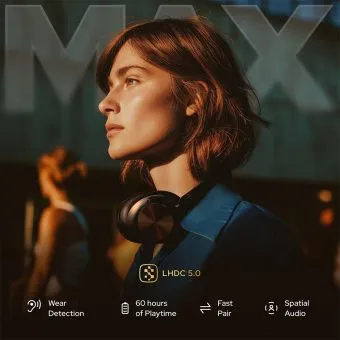 noise master buds max wireless headphones | sound by bose | hybrid anc (40db)