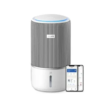 philips pureprotect water 3400 series smart 2 in 1 air purifier and humidifier (ac3420/10) 300 m³/h cadr nanoprotect hepa & active carbon 650 ml/h nanocloud humidity wifi connected