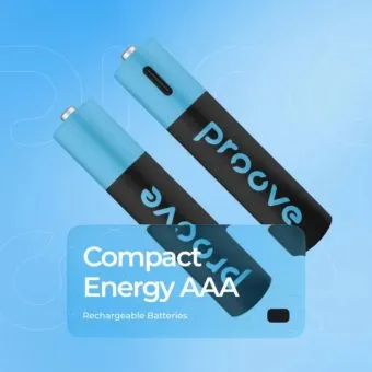 proove compact energy aaa 740mwh type c rechargeable lithium ion batteries (2 pack)