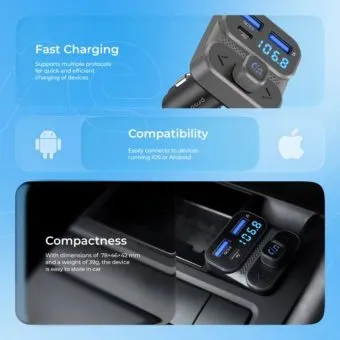 proove fm launcher luxor se 36w bluetooth 5.3 transmitter & car charger