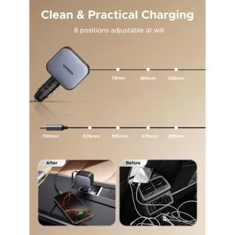 ugreen nexode 145w retractable car charger