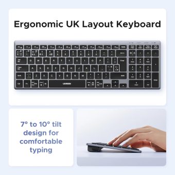 ugreen dual mode wireless keyboard (bluetooth 5.4 & 2.4ghz / uk layout)
