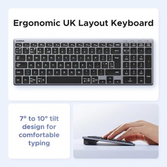 ugreen dual mode wireless keyboard (bluetooth 5.4 & 2.4ghz / uk layout)