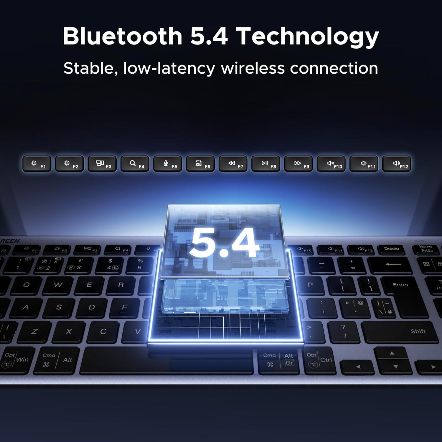 ugreen dual mode wireless keyboard (bluetooth 5.4 & 2.4ghz / uk layout)