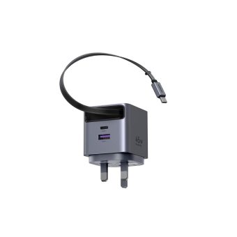 ugreen 45w nexode pro gan fast charger with retractable usb c cable