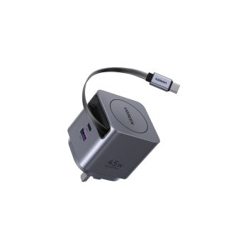 ugreen 45w nexode pro gan fast charger with retractable usb c cable
