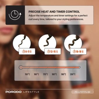 porodo lifestyle automatic hair curler black