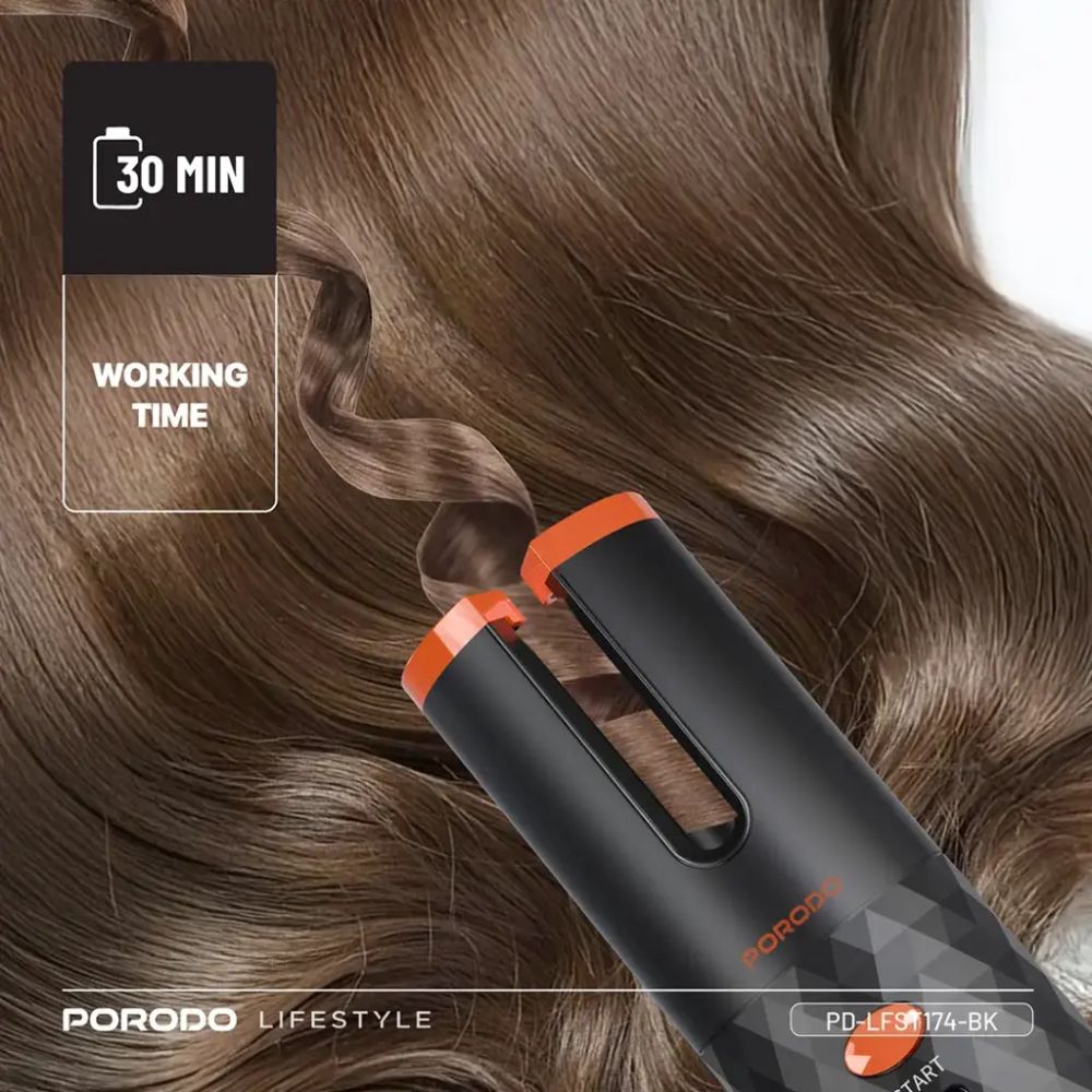 porodo lifestyle automatic hair curler black