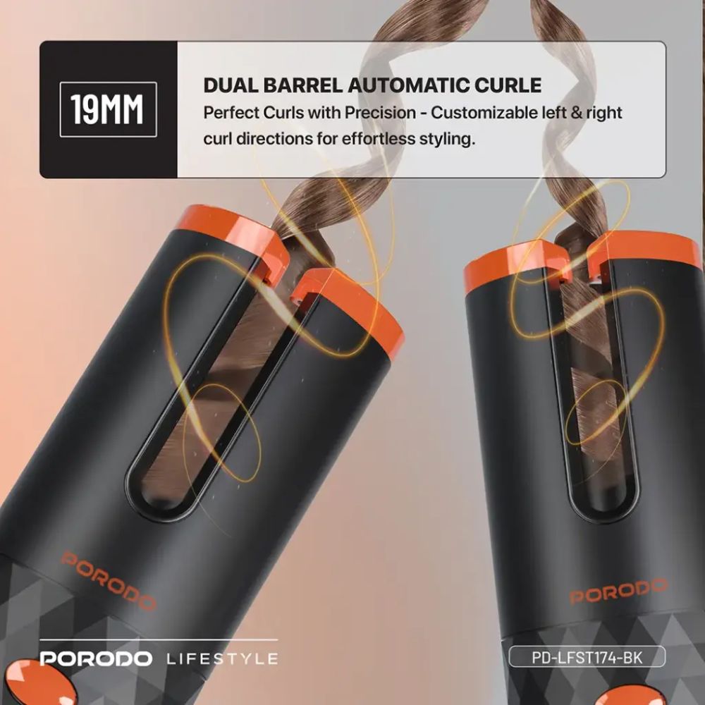 porodo lifestyle automatic hair curler black