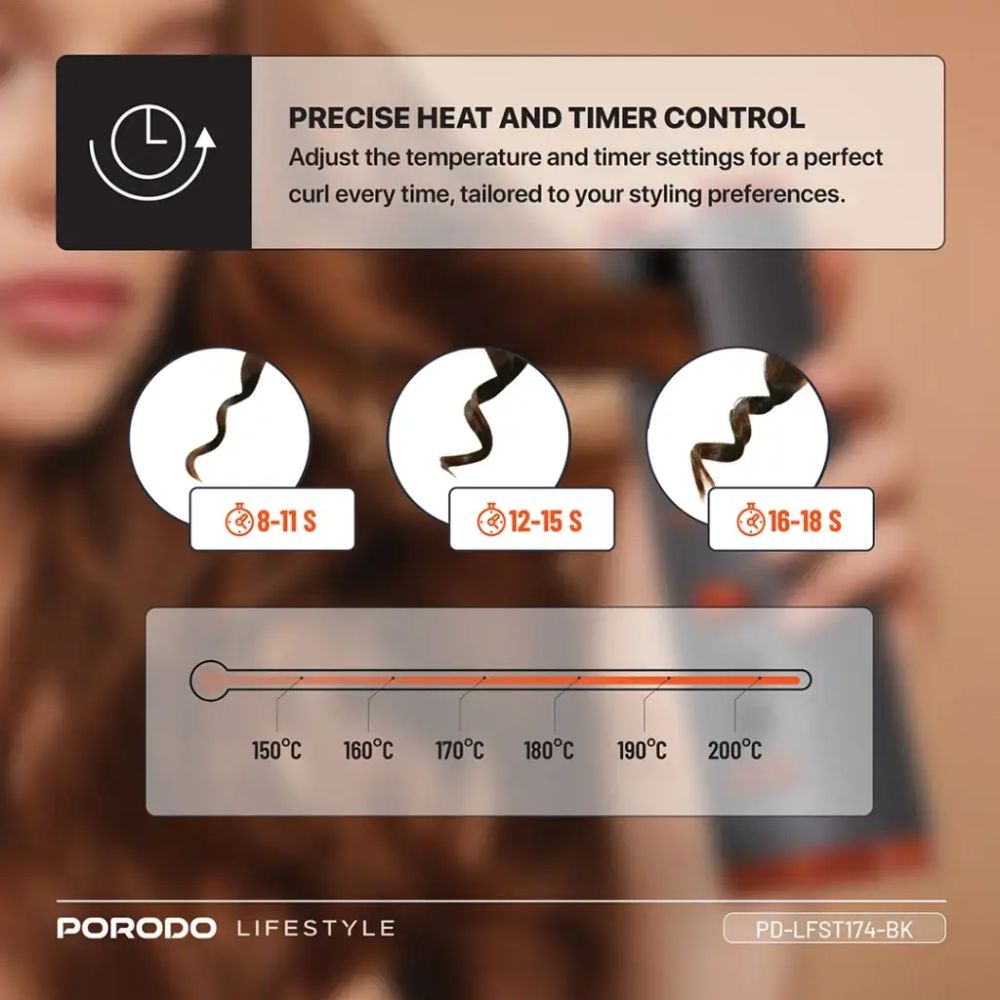 porodo lifestyle automatic hair curler black