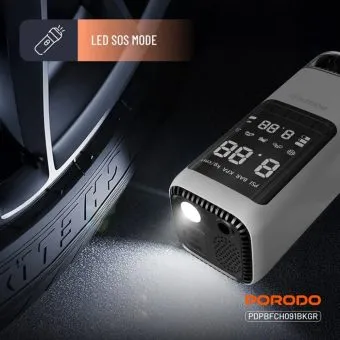porodo multifunction 6 in 1 power tool jump starter with air compressor & power bank