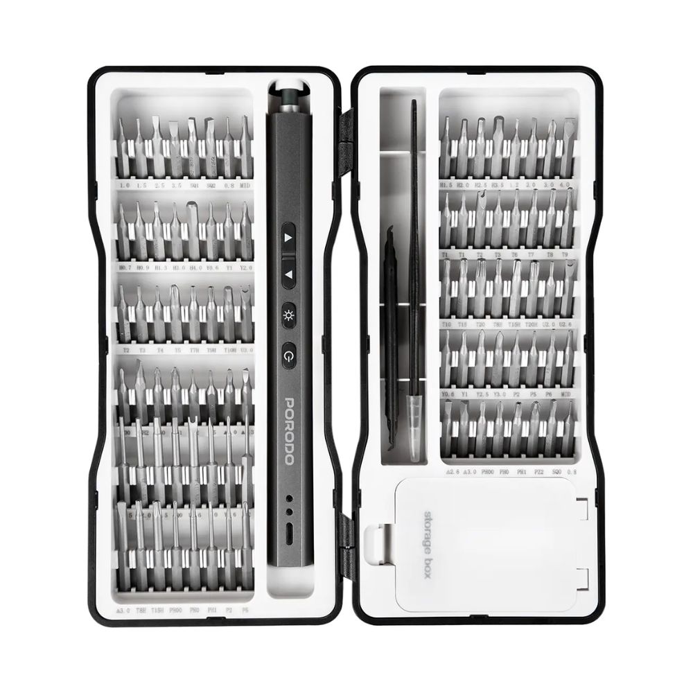 porodo techfix 97‑in‑1 electric screwdriver kit black