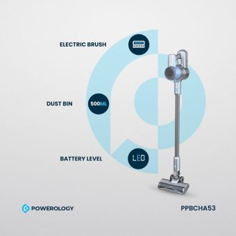 powerology cordless stick vacuum cleaner with detachable battery dark grey