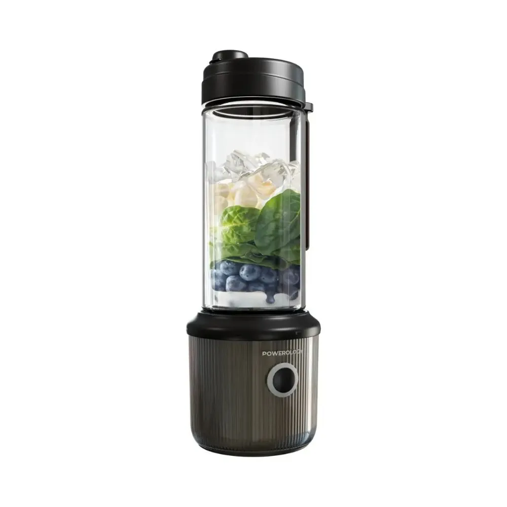 powerology press and refresh portable blender (450ml / 126w high powered motor) black