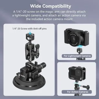 smallrig 4" camera suction cup mount with ball head magic arm