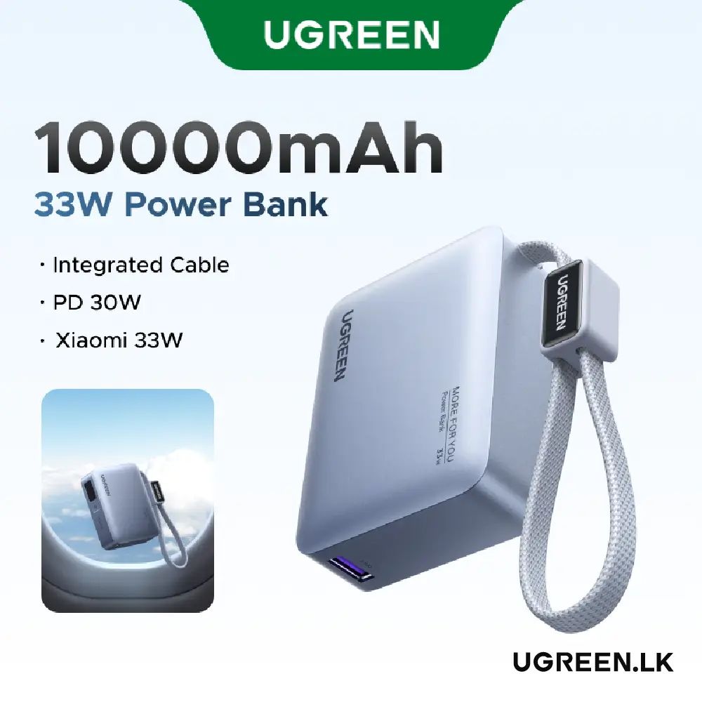 ugreen 10000mah 33w power bank integrated cable