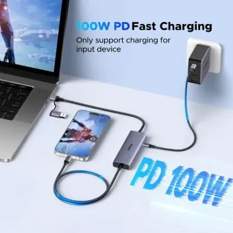 ugreen video capture card hdmi 2k, 30hz usb 3.0 with pd 100w type c fast charger for streaming low latency