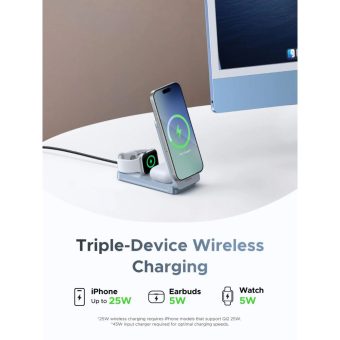 ugreen magflow 3 in 1 magnetic wireless charger (qi2 25w, magsafe compatible)