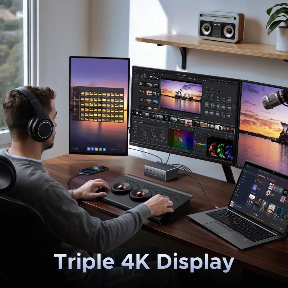 ugreen revodok pro 14 in 1 docking station (triple 4k, 2x dp + hdmi, 100w charging, 10gbps)