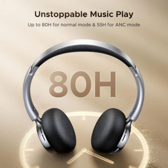 ugreen studio plus 80hrs active noise cancelling headphones silver black