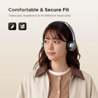 ugreen studio plus 80hrs active noise cancelling headphones silver black