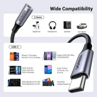 ugreen usb c to 3.5mm audio adapter type c to headphone aux jack dongle